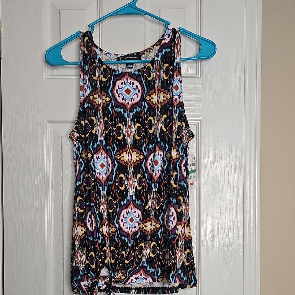 INC International Concepts Colorful Patterned Tank Top Silky Feel Edgy